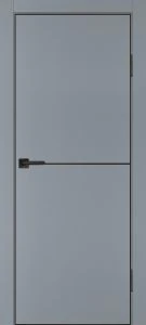 Межкомнатная дверь P-19  черный молдинг PET,  кромка ABS черная c 4-х ст. Серый матовый