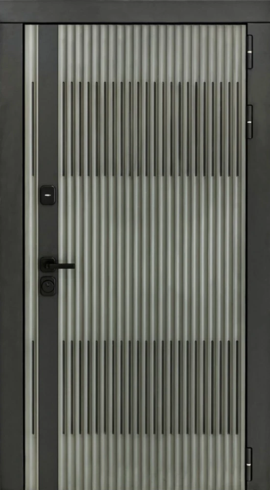 Входная дверь ДвериПРО Elfy Алиса (16мм, ПВХ софт грей, зеркало) DPRO200124 внешняя сторона