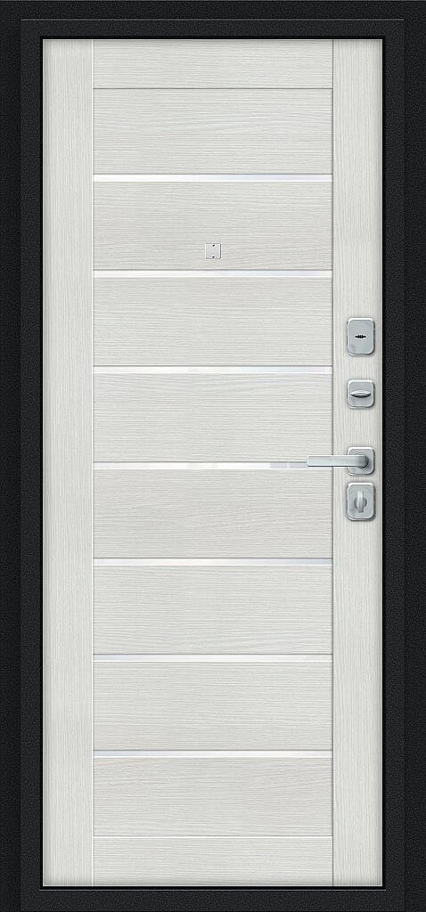 Входная дверь Техно/BChrome Букле черное/Bianco Melinga BR6189 внутренняя сторона