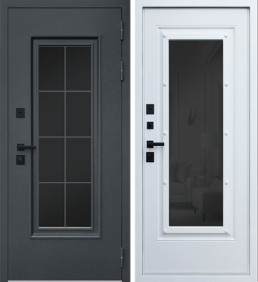 Дверь Titanium с Окном и Английской Решеткой Терморазрыв 3К
