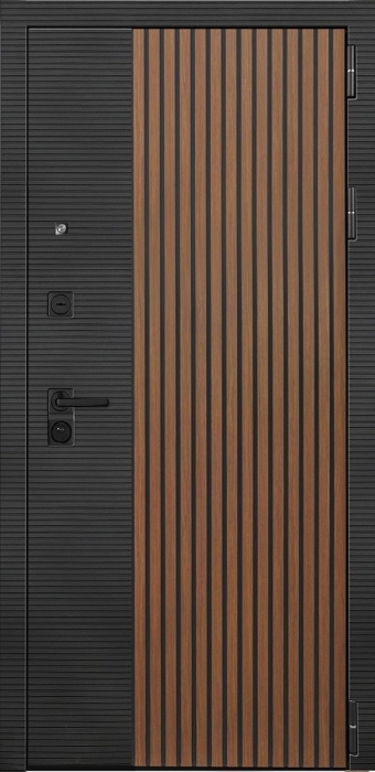 Входная дверь Модель L - 48 СБ-1 (лак. белое, 16мм, беленый дуб) внешняя сторона