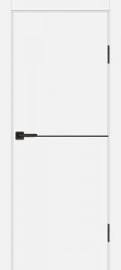 Межкомнатная дверь P-19 AL черный молдинг Белый матовый