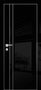 Межкомнатная дверь HGX-20 AL-хром кромка с 4-х ст. Чёрный глянец